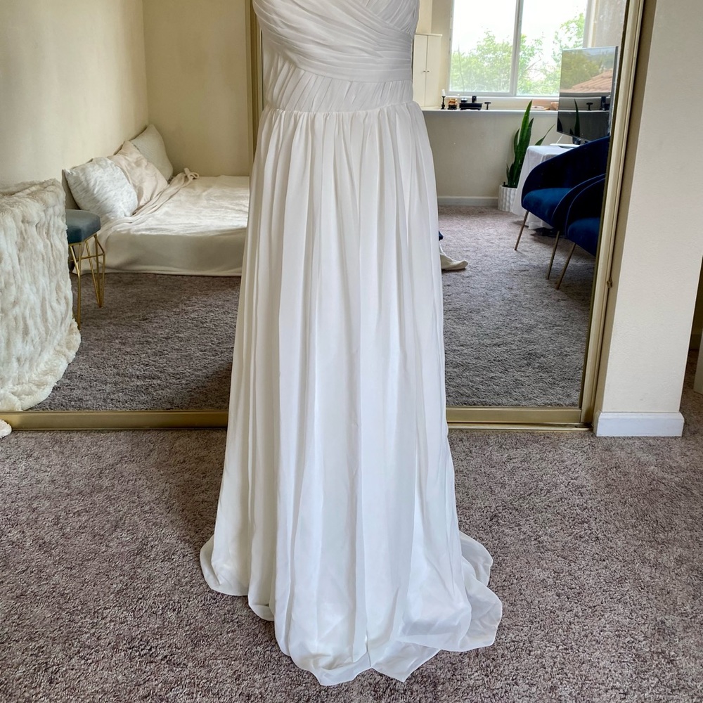 Wedding OR Bridesmaid Dress - Strapless White / Cream Chiffon - Simple & Elegant - Picture 4 of 16